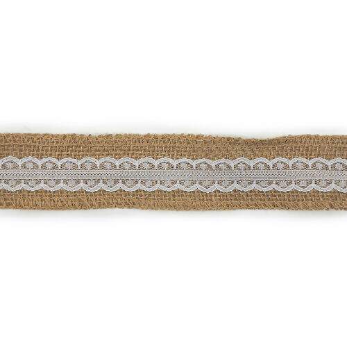 Fita de Juta com Renda Luli JU-006 40mm Rolo com 10 Metros