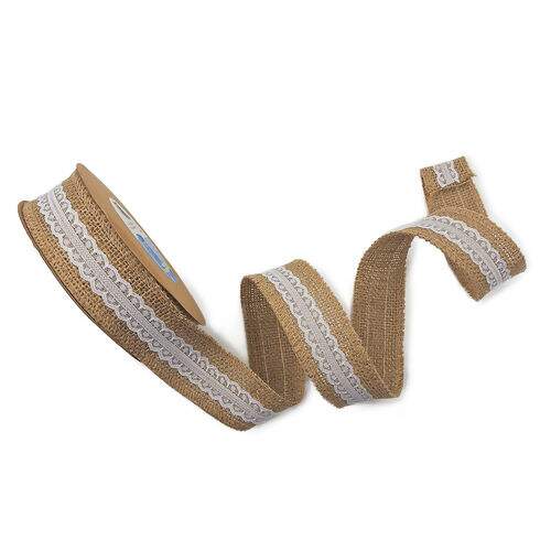 Fita de Juta com Renda Luli JU-006 40mm Rolo com 10 Metros