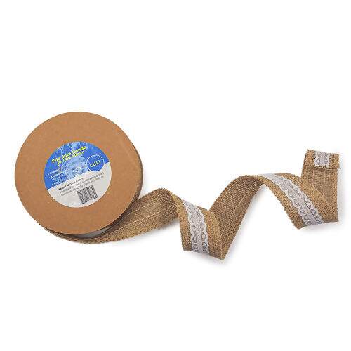 Fita de Juta com Renda Luli JU-006 40mm Rolo com 10 Metros