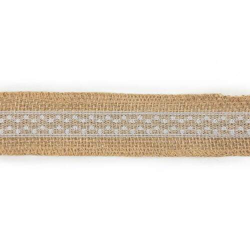 Fita de Juta com Renda Luli JU-007 40mm Rolo com 5 Metros