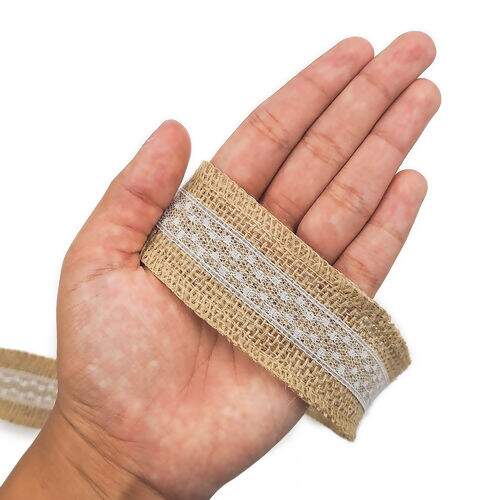 Fita de Juta com Renda Luli JU-007 40mm Rolo com 5 Metros