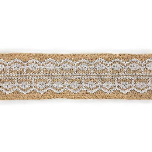 Fita de Juta com Renda Luli JU-010 50mm Rolo com 10 Metros