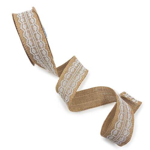 Fita de Juta com Renda Luli JU-010 50mm Rolo com 10 Metros