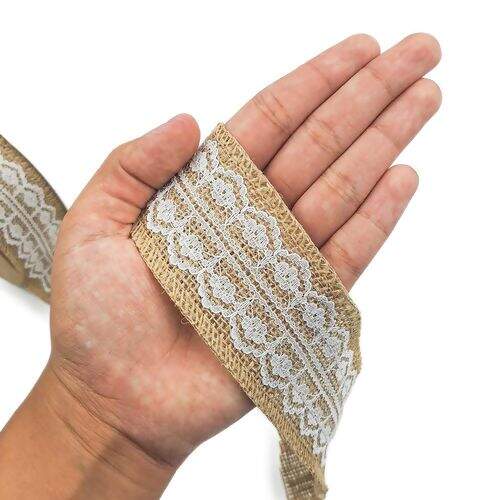 Fita de Juta com Renda Luli JU-010 50mm Rolo com 10 Metros