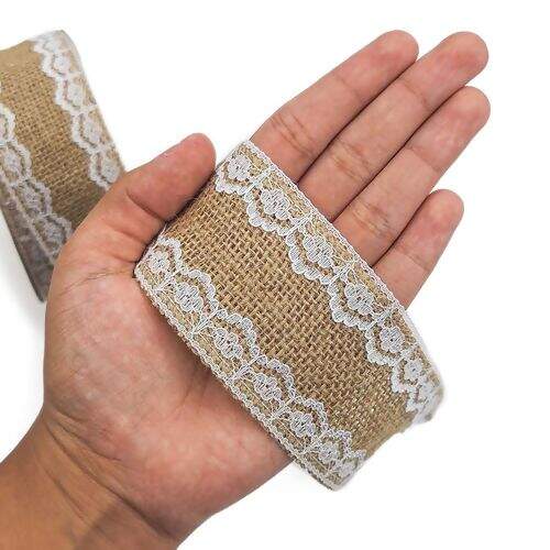 Fita de Juta com Renda Luli JU-014 50mm Rolo com 10 Metros