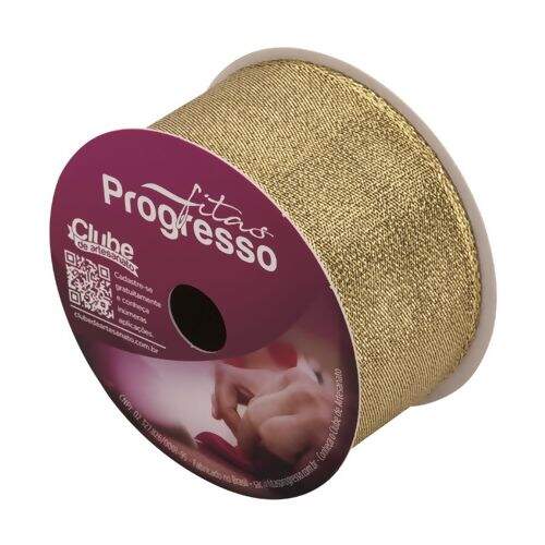 Fita Metalizada Progresso 38 mm M004 Cor Ouro - Peça c/ 10 mt