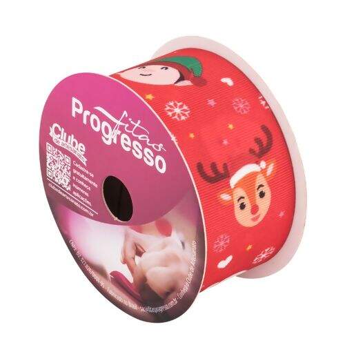Fita Decorativa Progresso 38 mm Personagens Natalinos - Peça c/ 10 mt