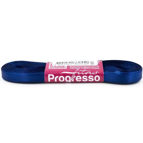 Fita de Cetim Progresso Nº 01 (07 mm) Face Simples - Peça c/ 10 mt Cor:0215 - Azul Marinho