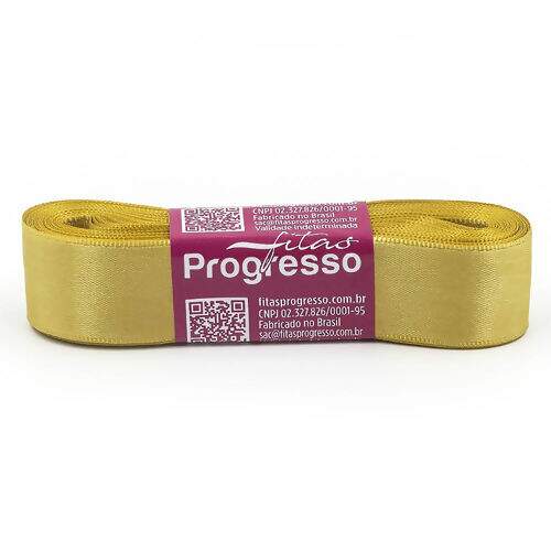 Fita de Cetim Progresso Nº 05 (22 mm) Face Simples - Peça c/ 10 mt Cor da Fita Progresso:0228 - Ouro