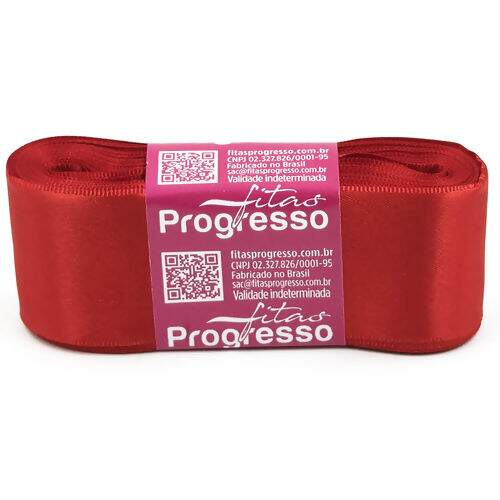 Fita de Cetim Progresso Nº 09 (38 mm) Face Simples - Peça c/ 10 mt Cor da Fita Progresso:0209 - Vermelho