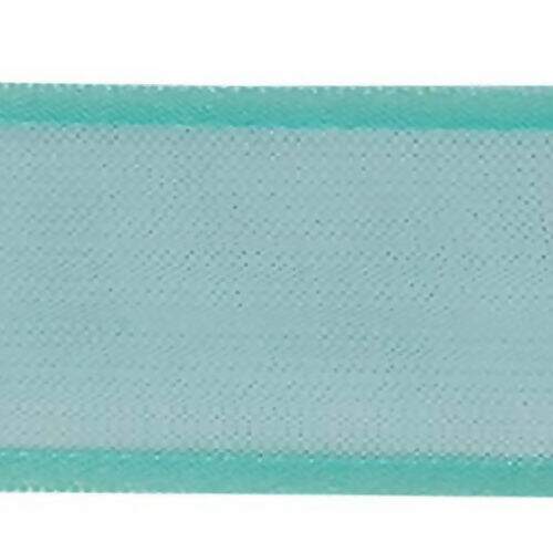 Fita de Voil com Ourela de Cetim 25 mm - Peça c/ 10 mt Cor da Fita Voal Najar:Cor 73 - Verde
