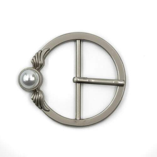 Fivela de Metal Redonda Fosca Pérola 40 mm - 1 Unidade Cor da Fivela:Prata