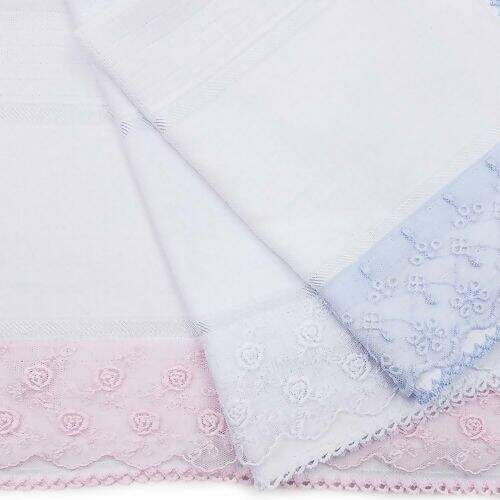 Fralda Nicoli PT Crochet Barrado Voil e Faixa para Pintar 30x40cm