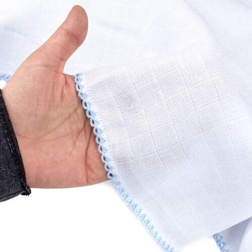 Fralda Quadriculada Estrela Crochet 80 x 120 cm - Azul