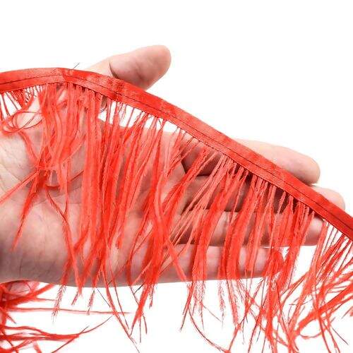 Franja de Plumas de Avestruz (Meio Metro) - Vermelho