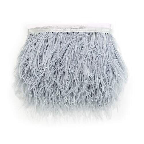 Franja de Plumas de Avestruz (Meio Metro) - Cinza Claro