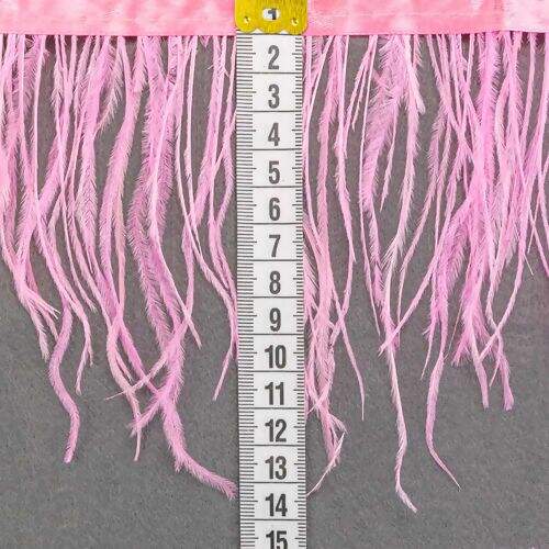 Franja de Plumas de Avestruz (Meio Metro) - Rosa Chiclete