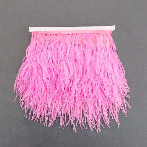 Franja de Plumas de Avestruz (Meio Metro) - Rosa Chiclete
