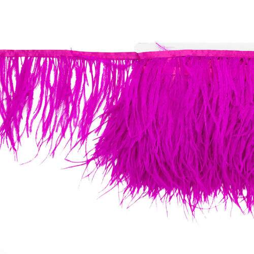 Franja de Plumas de Avestruz (Meio Metro) - Pink