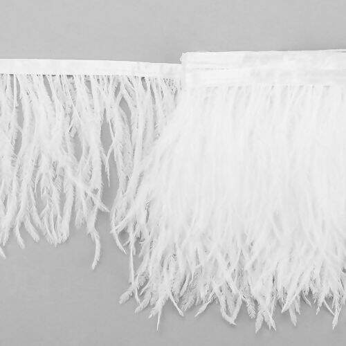 Franja de Plumas de Avestruz (Meio Metro) - Branco