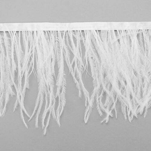 Franja de Plumas de Avestruz (Meio Metro) - Branco