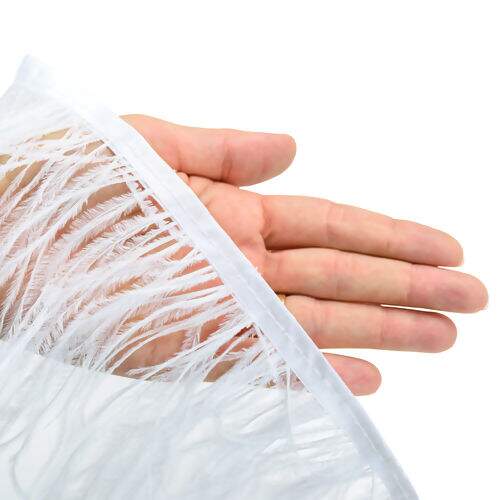 Franja de Plumas de Avestruz (Meio Metro) - Branco