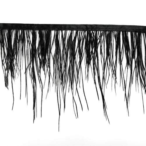 Franja de Plumas de Avestruz (Meio Metro) - Preto