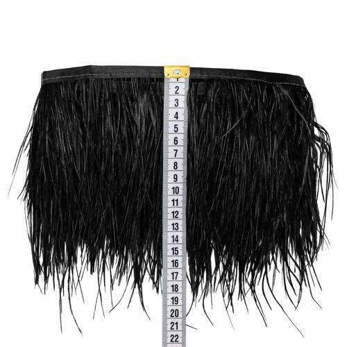 Franja de Plumas de Avestruz (Meio Metro) - Preto