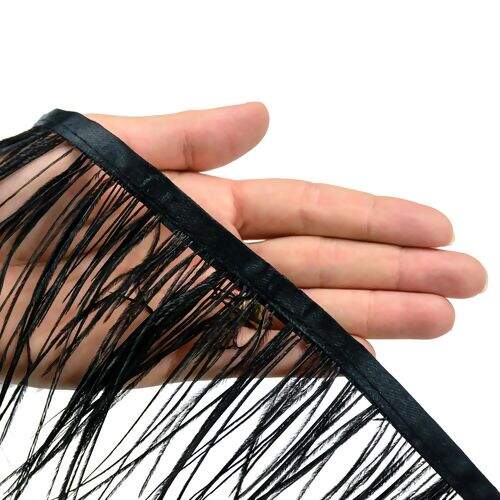 Franja de Plumas de Avestruz (Meio Metro) - Preto