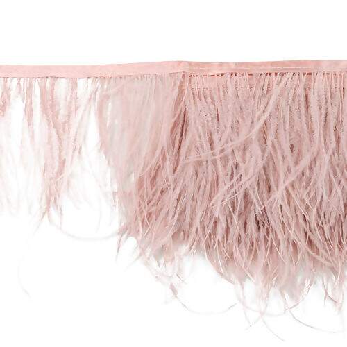 Franja de Plumas de Avestruz (Meio Metro) - Rosa Pó