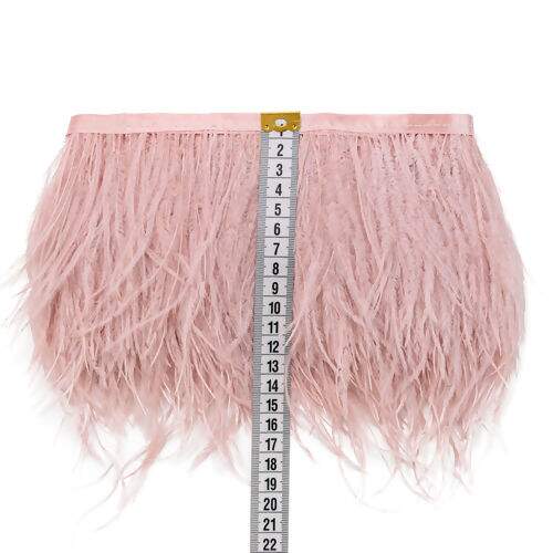 Franja de Plumas de Avestruz (Meio Metro) - Rosa Pó