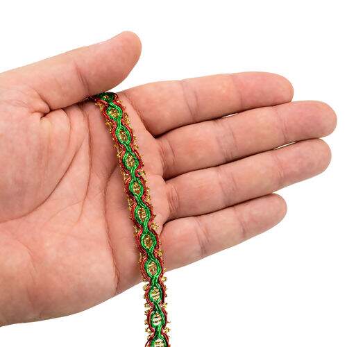 Passamanaria Galão 10 mm Ref. 76 Vermelho/Verde/Dourado - Peça c/ 20 mt