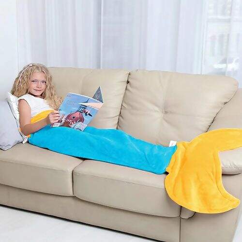 Manta Infantil Saco de Dormir em Microfibra - Sereia Azul