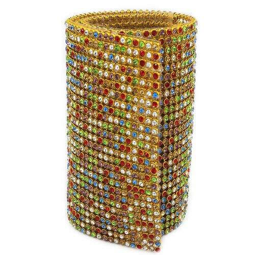 Manta de Strass 10x45cm - Dourado e Multicor