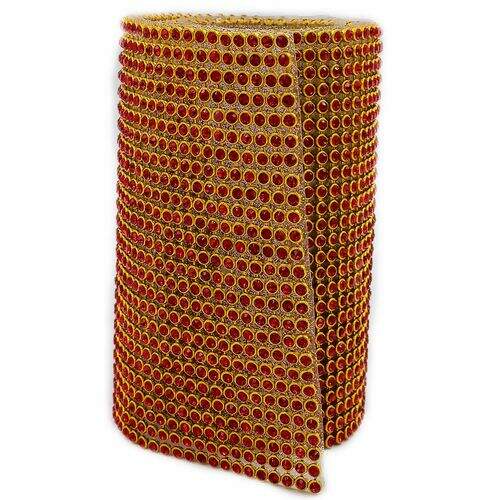 Manta de Strass 10x45cm - Dourado e Vermelho
