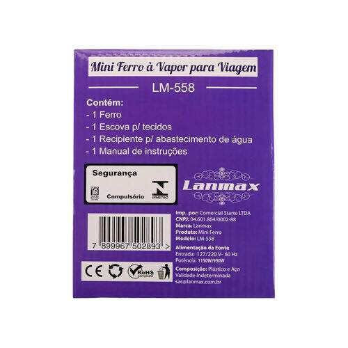 Mini Ferro à Vapor para Viagem Bivolt LM-558 - Lanmax