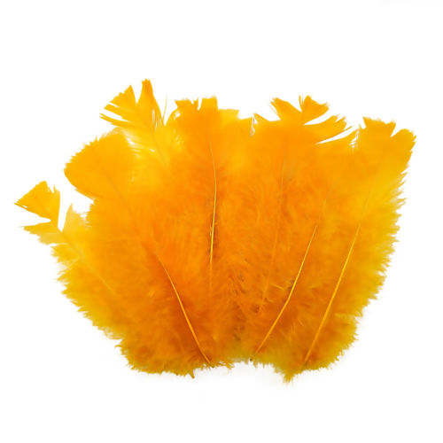 Pena Colorida para Artesanato - Pct c/ 12 unidades Cor:Amarelo Ouro