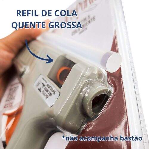 Pistola Cola Quente 40W Bivolt Botão Liga/Desliga JQ401 Cinza Artepunto