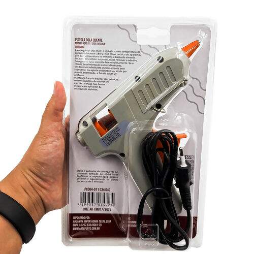 Pistola Cola Quente 40W Bivolt Botão Liga/Desliga JQ401 Cinza Artepunto