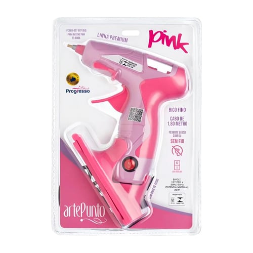 Pistola Cola Quente 20W Bivolt Linha Premium PC006 Pink - Artepunto