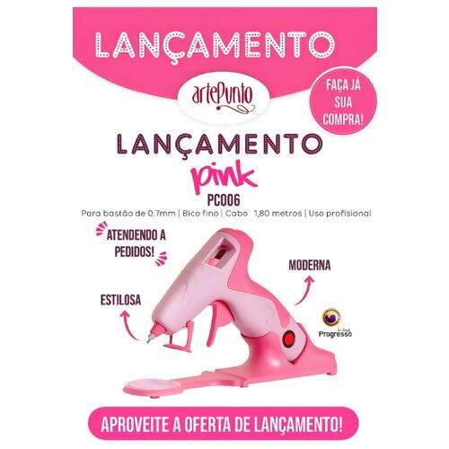 Pistola Cola Quente 20W Bivolt Linha Premium PC006 Pink - Artepunto