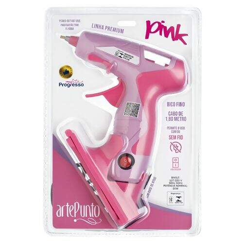 Pistola Cola Quente 20W Bivolt Linha Premium PC006 Pink - Artepunto