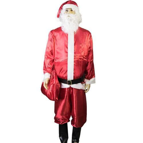 Roupa de Papai Noel Adulto G + Sino Luva Branca e Óculos