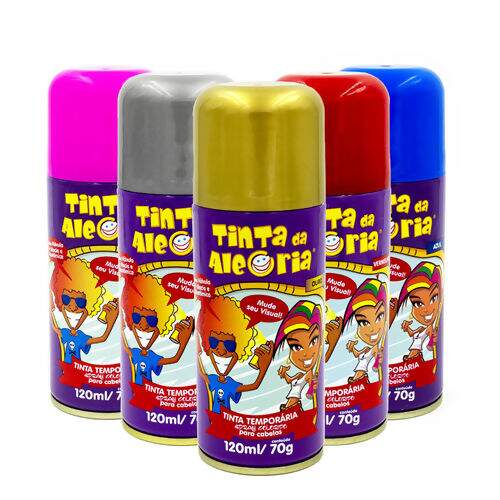 Tinta Spray Temporária para Cabelos - Tubo c/ 120 ml