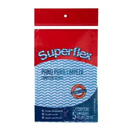 Pano para Limpeza Geral SuperFlex 46x28 cm com 5 Unidades