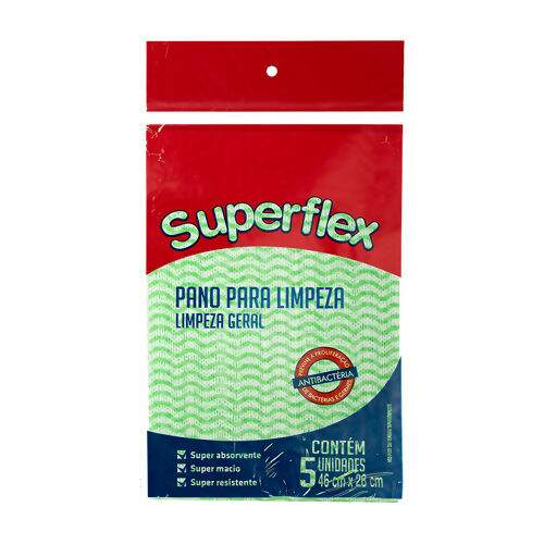 Pano para Limpeza Geral SuperFlex 46x28 cm com 5 Unidades