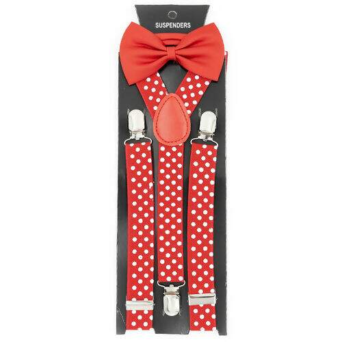 Suspensório Tamanho Adulto com Gravata Borboleta Cor:Vermelho Poá