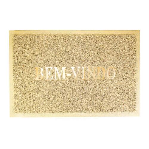 Tapete Capacho Bem-vindo 9mm PVC 60cmx40cm - Unidade Cor:Bege