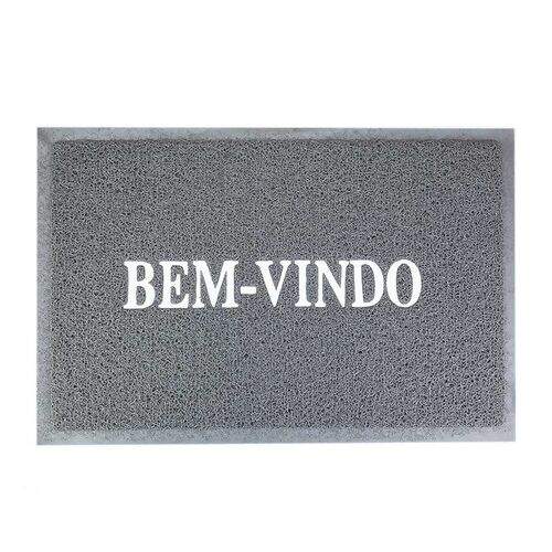 Tapete Capacho Bem-vindo 9mm PVC 60cmx40cm - Unidade Cor:Cinza Grafite