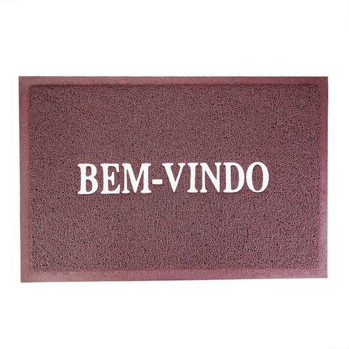 Tapete Capacho Bem-vindo 9mm PVC 60cmx40cm - Unidade Cor:Marrom